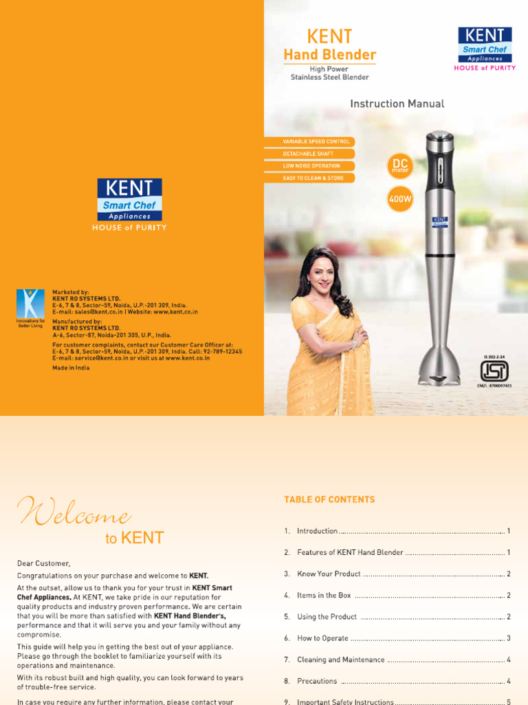 KentHandBlenderManual PDF