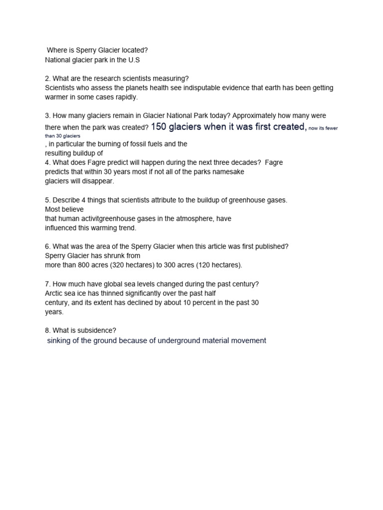 Where is Sperry Glacier located PDF