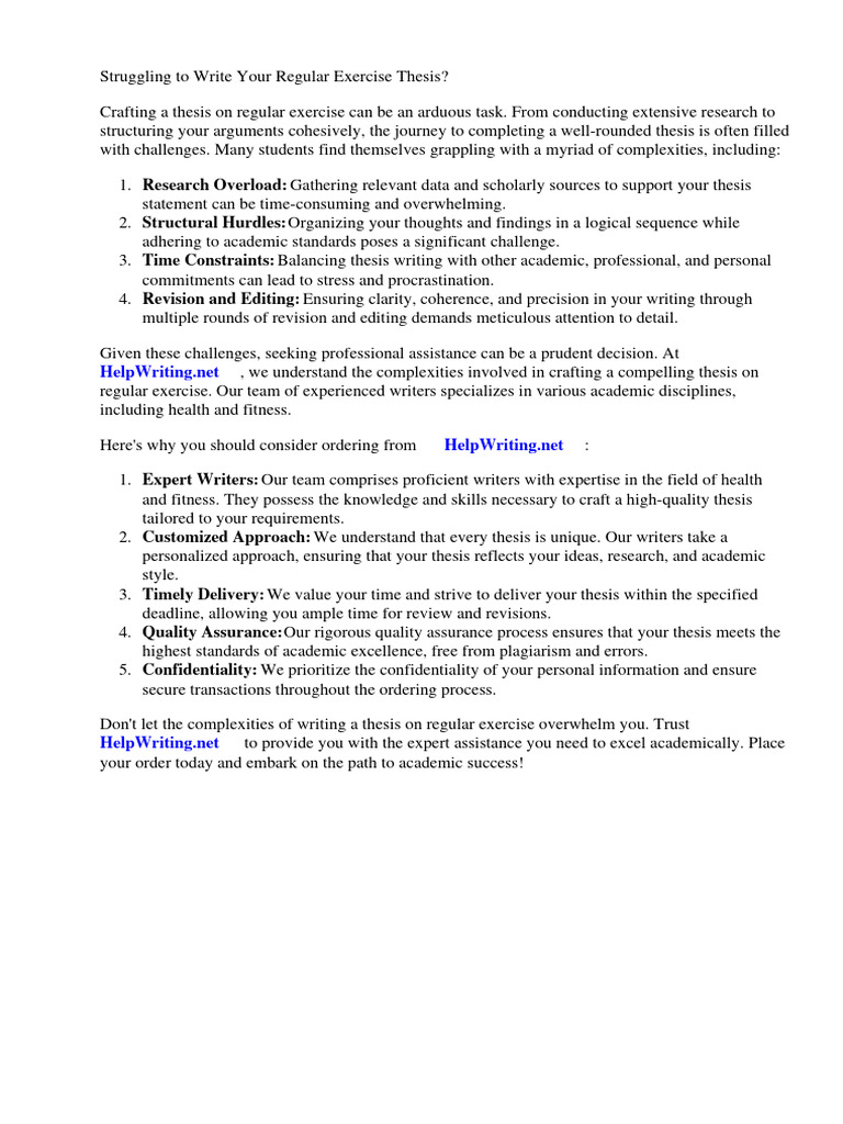 Expert Help for Exercise Thesis Writing | PDF | Essays | Thesis