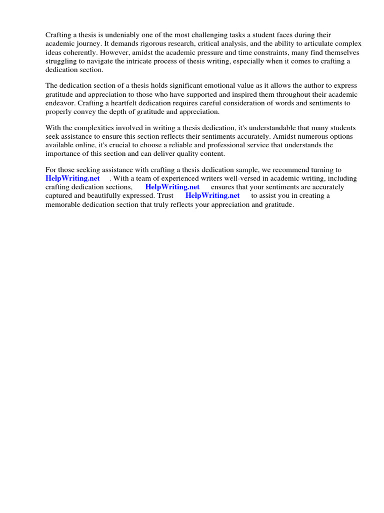 Writing Thesis Dedication Sample | Download Free PDF | Thesis | Cognition