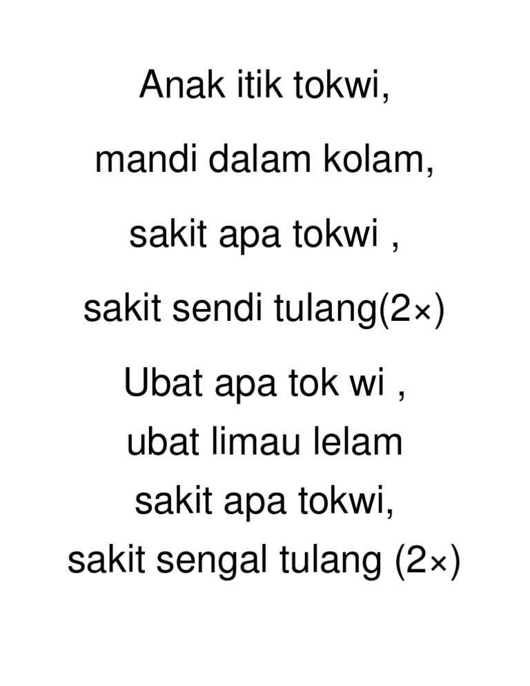 Lirik Lagu Anak Itik Pdf