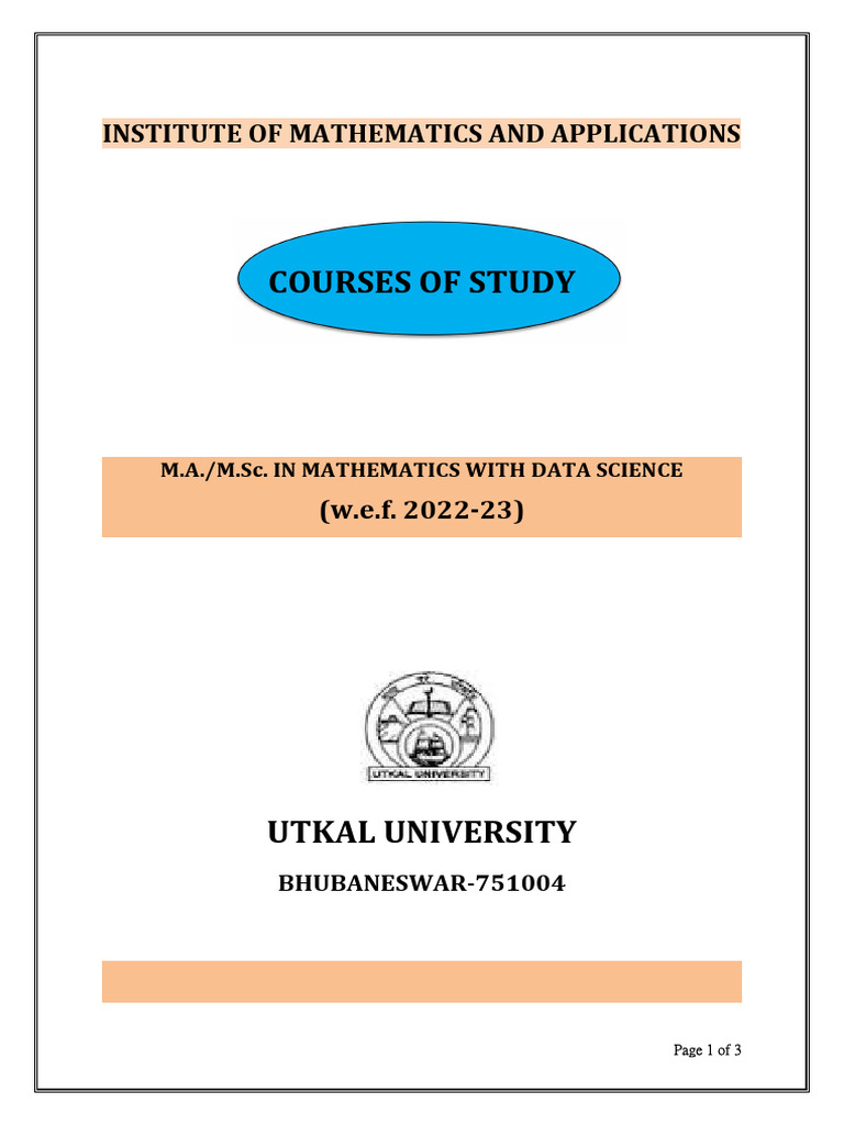 M.A./M.Sc. Mathematics with Data Science | PDF | Mathematical Analysis ...