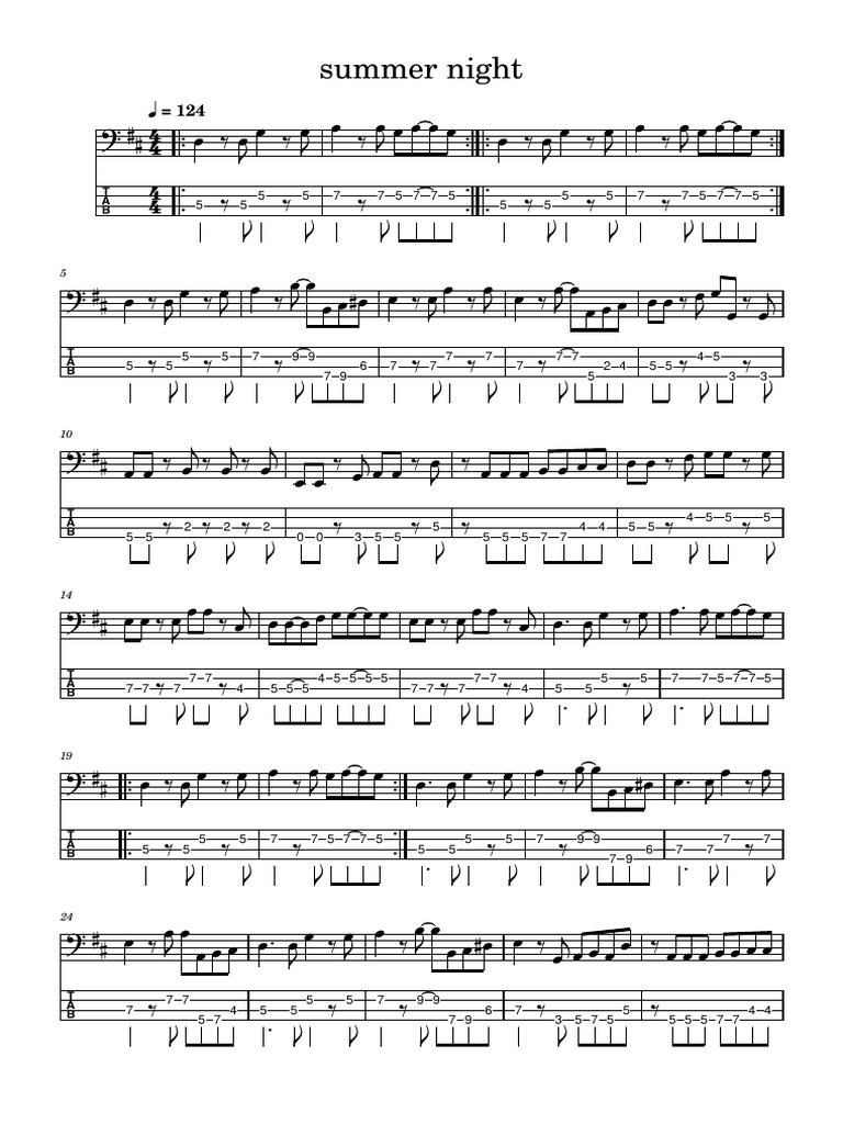 Summer Nights Guitar Tabs | PDF