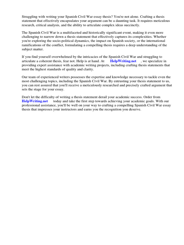 Crafting Your Spanish Civil War Thesis | PDF | Francisco Franco ...