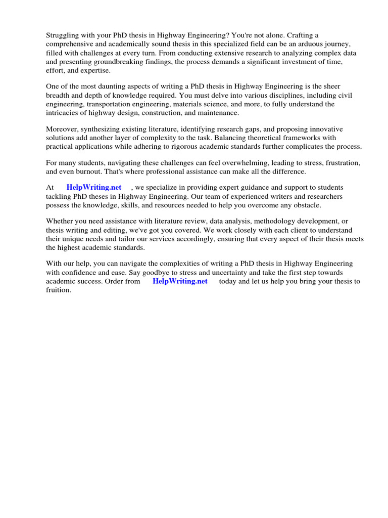 Phd thesis highway engineering pdf