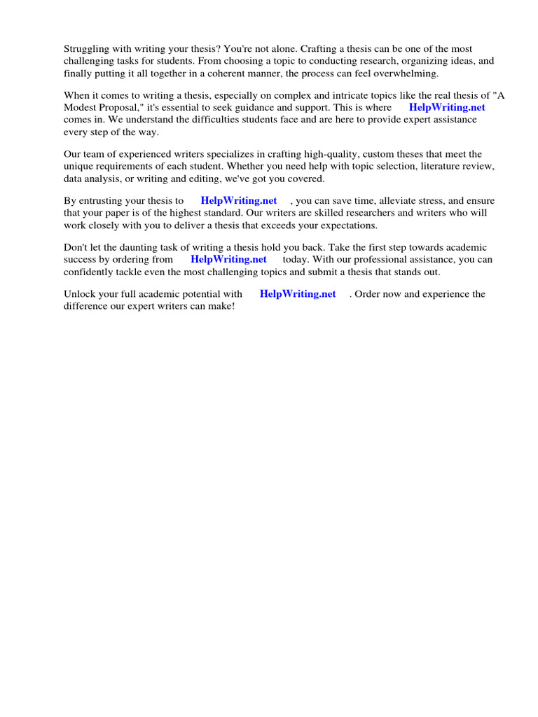 Real Thesis of A Modest Proposal | PDF