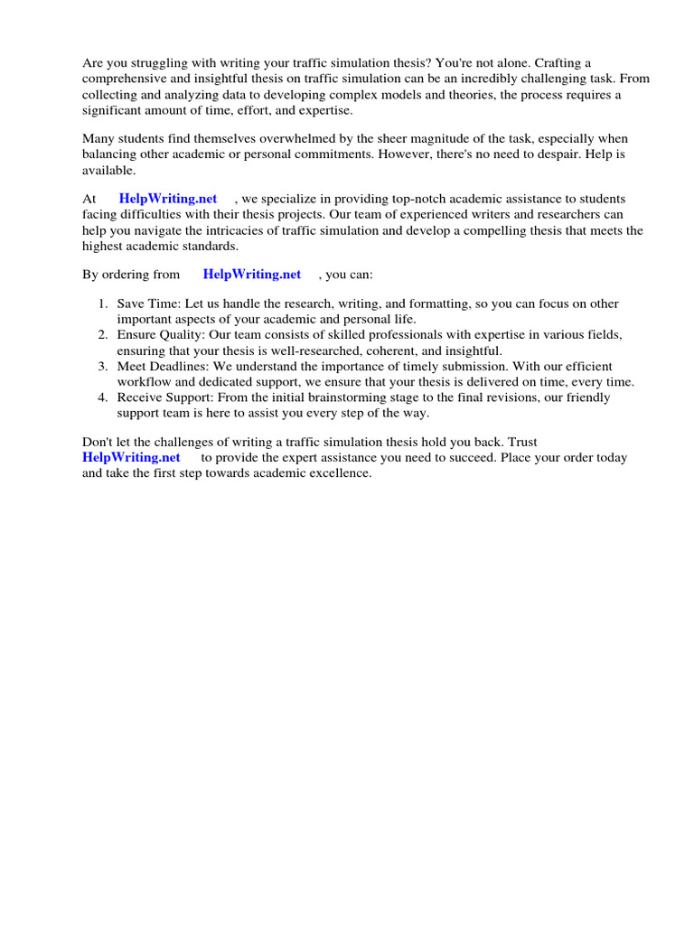 Traffic Simulation Thesis Pdf