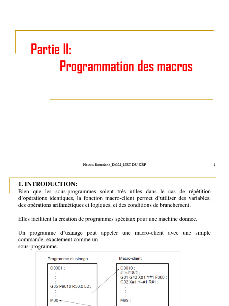 Programmation des macros CNC | PDF | Macro-définition | Programmation ...