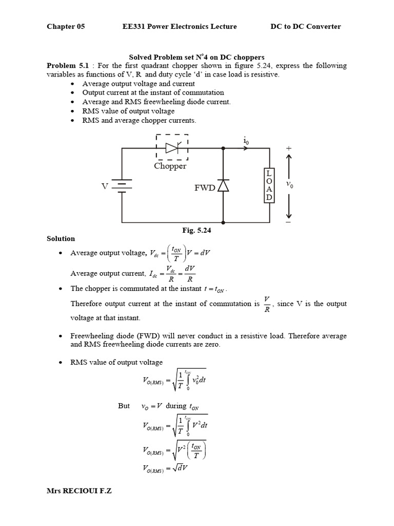 DC Chopper Analysis and Solutions | PDF | Electrical Circuits ...