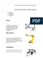 Investigar y Enumerar Los Tipos de Robots Más Utilizados en Robótica y Robótica Educativa