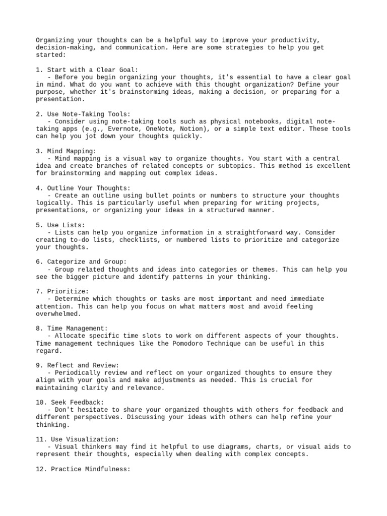 How Do I Organize My Thoughts | PDF