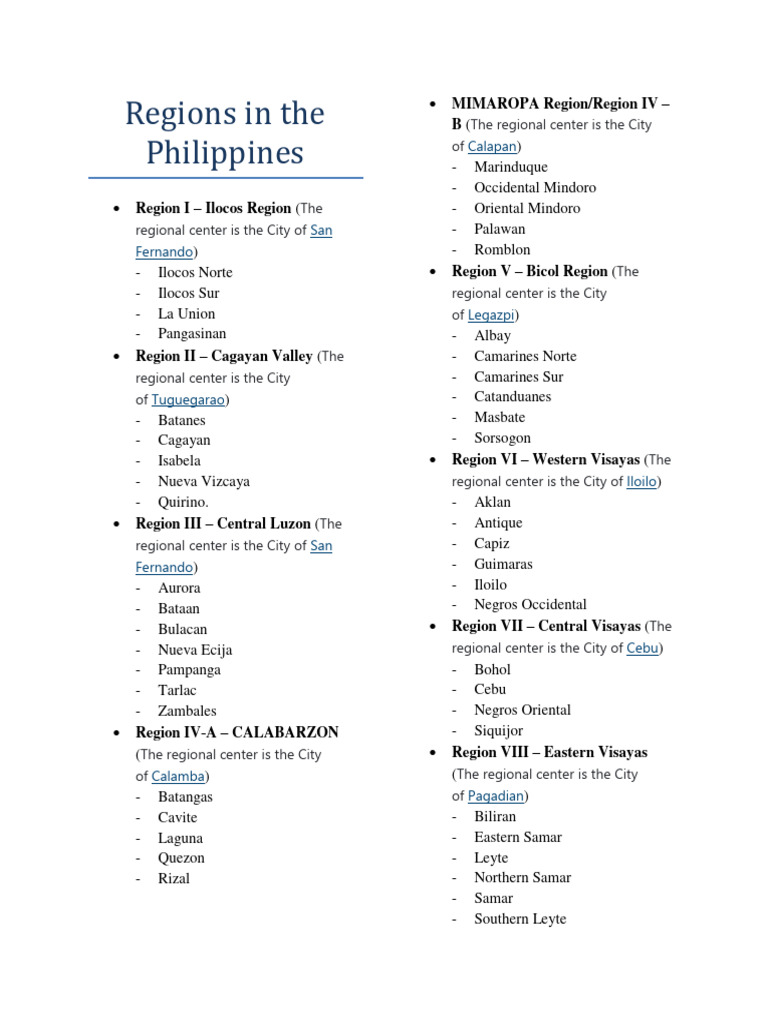 Regions in The Philippines | PDF | Mindanao | Philippines