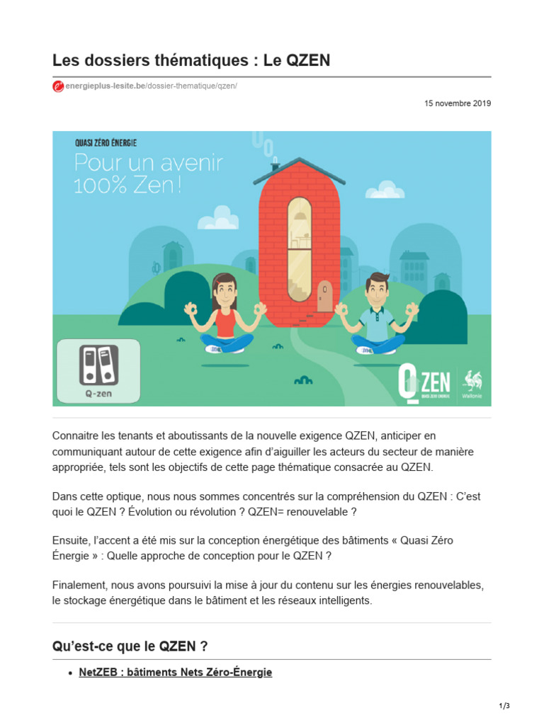 Energieplus Lesite Be Les Dossiers Th matiques Le QZEN PDF