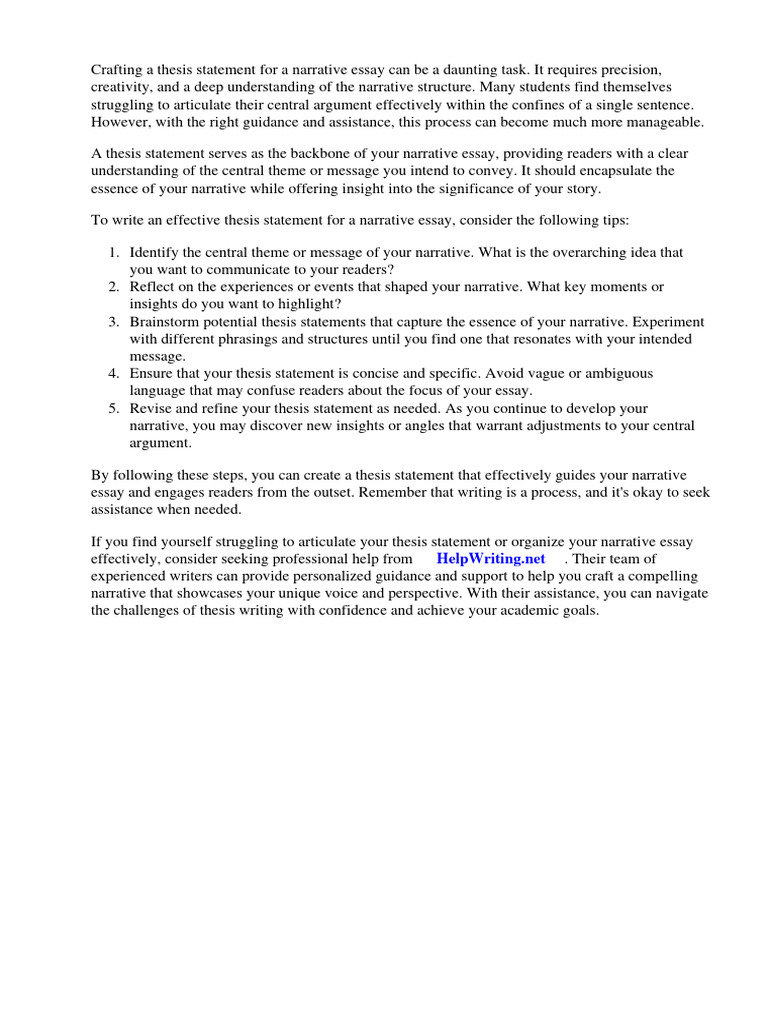 How To Write Thesis Statement For Narrative Essay | PDF | Essays ...