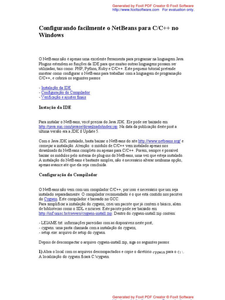 Configurando Facilmente o NetBeans para C | PDF | NetBeans ...