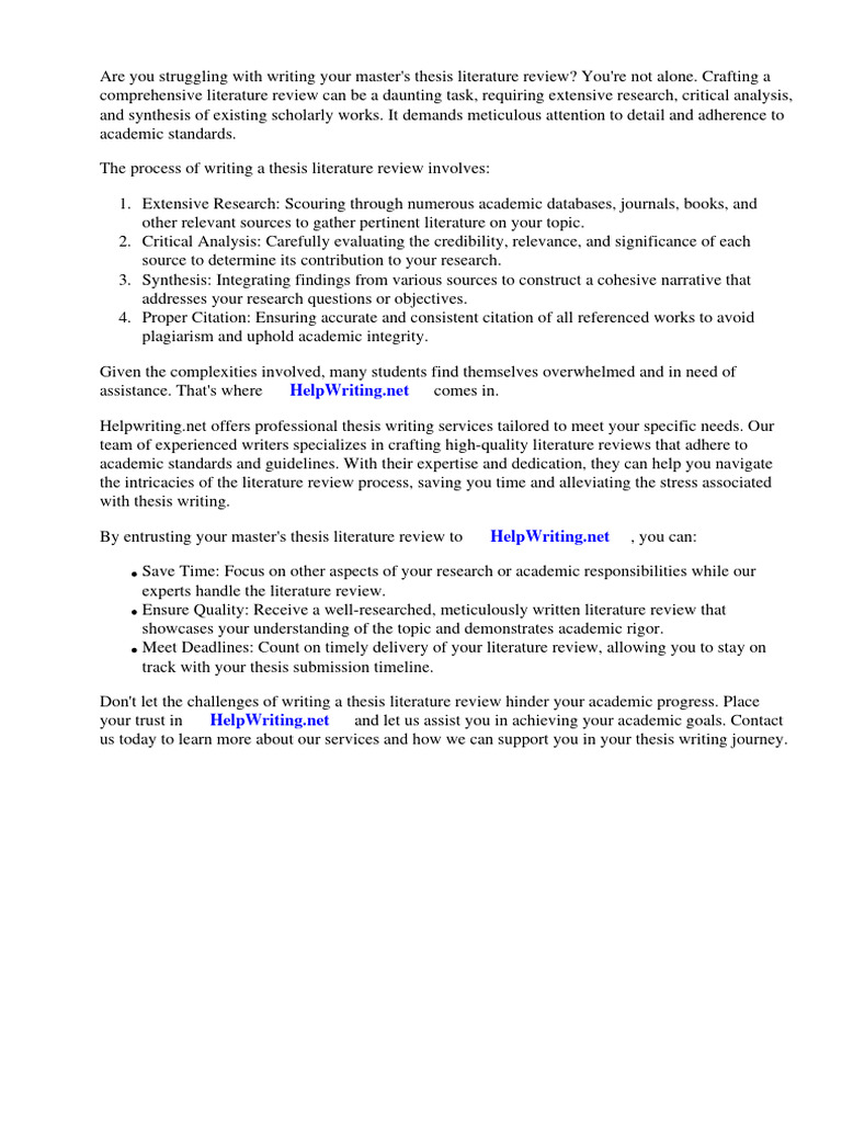 Master thesis literature review example pdf thesis literature review