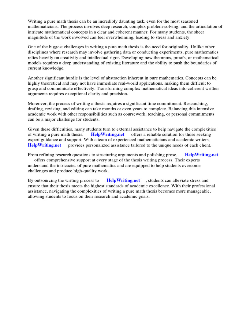 Pure Math Thesis Title | PDF