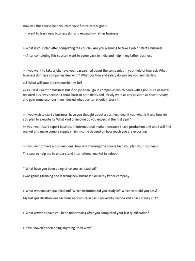 How will this course help you with your future career goals download