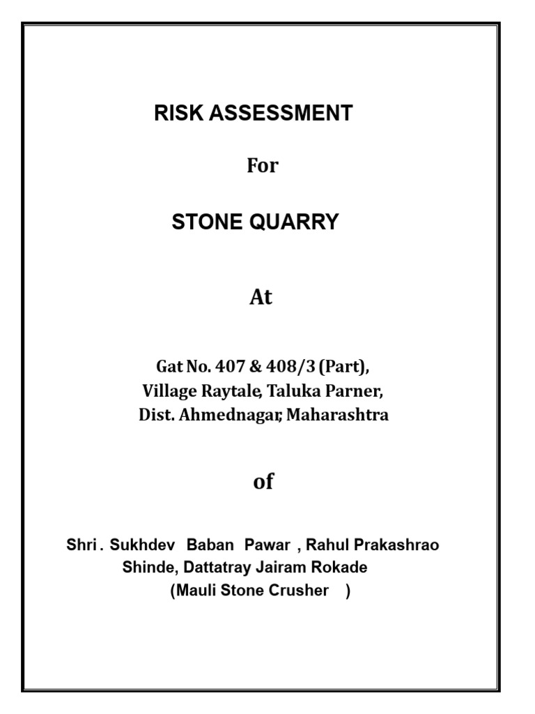 Risk Assesment For Quarry DownloadPfdFile | PDF | Risk | Hazards