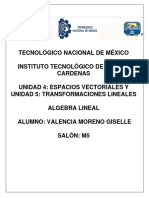 Valencia Moreno Giselle, Algebra Lineal, Unidad 4 y 5