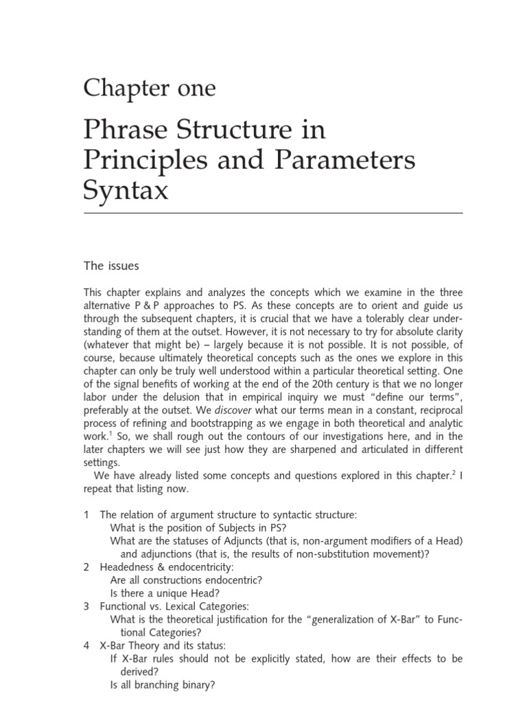 Phrase Structure in Syntax Analysis | PDF | Phrase | Lexical Semantics