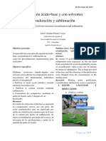 Segundo Informe EXTRACCIÓN ÁCIDO-BASE Y CON SOLVENTES CRISTALIZACIÓN Y SUBLIMACIÓN