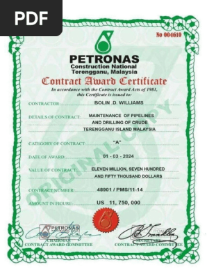CONTRACT AWARD CERTIFICATE  (1)