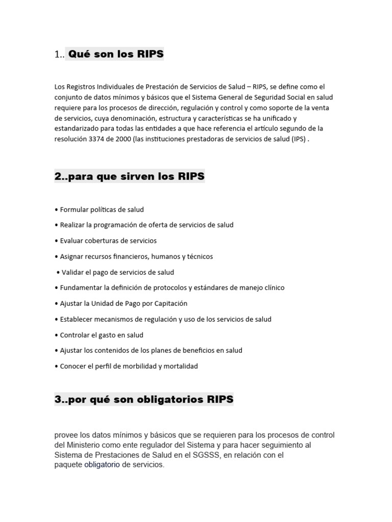 Qué Son Los RIPS | PDF | Finanzas y dinero