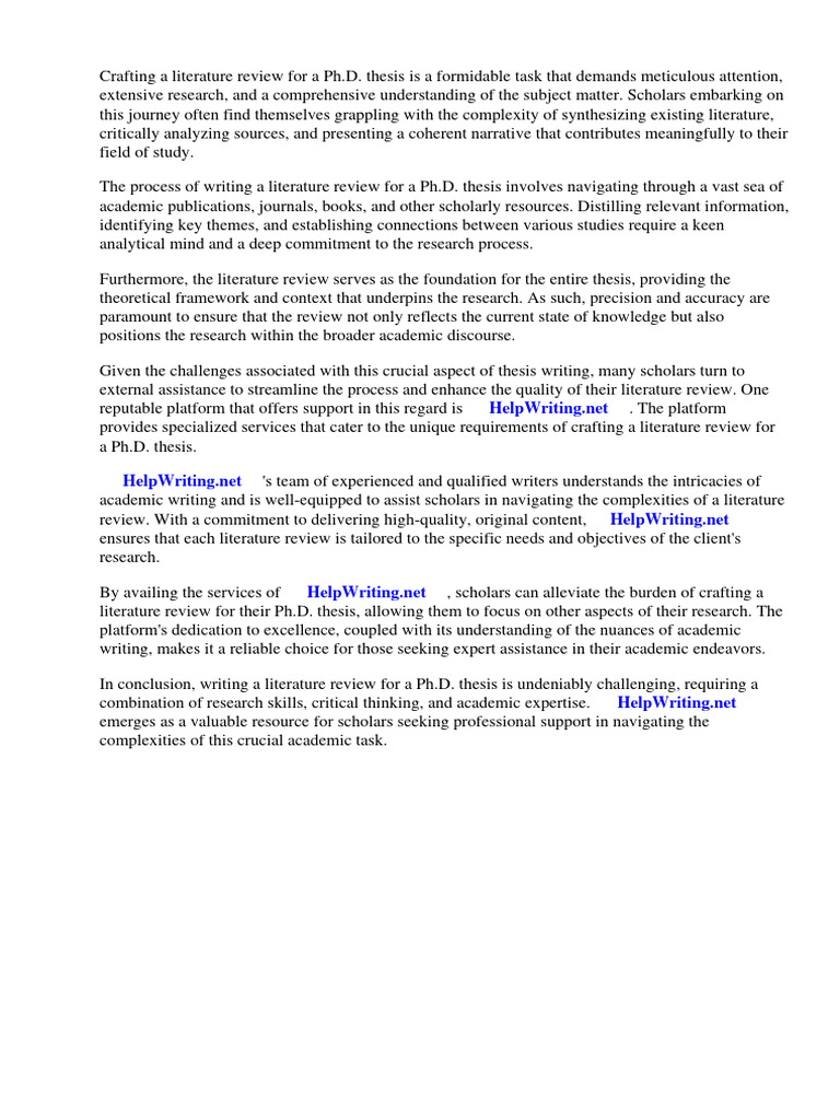 How To Write A Literature Review For PHD Thesis PDF Thesis