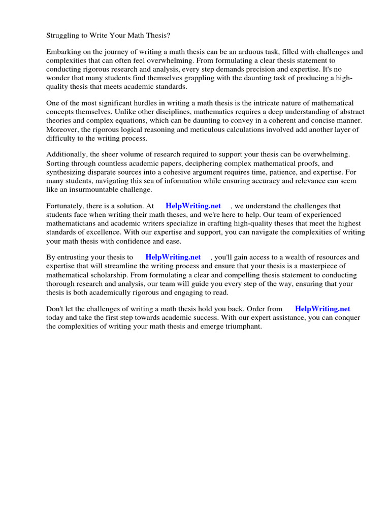 Sample Math Thesis Title | PDF