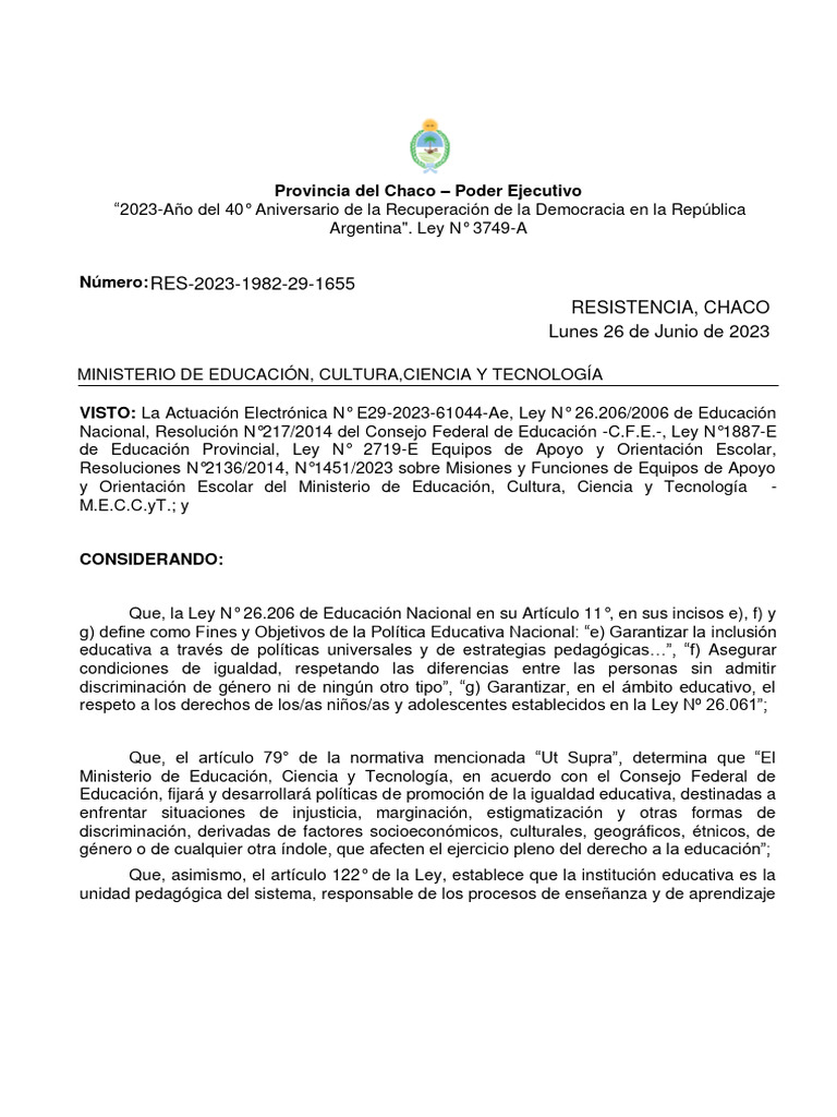 Resolución #1982-23 Guía Provincial de Orientaciones para El Abordaje ...