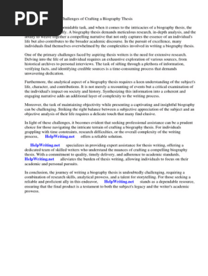 Biography Thesis Sample