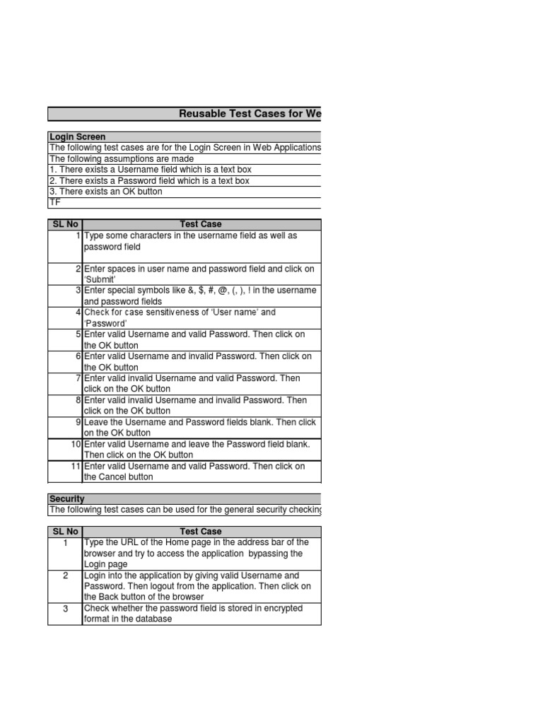 Reusable Test Case - Web1 | PDF