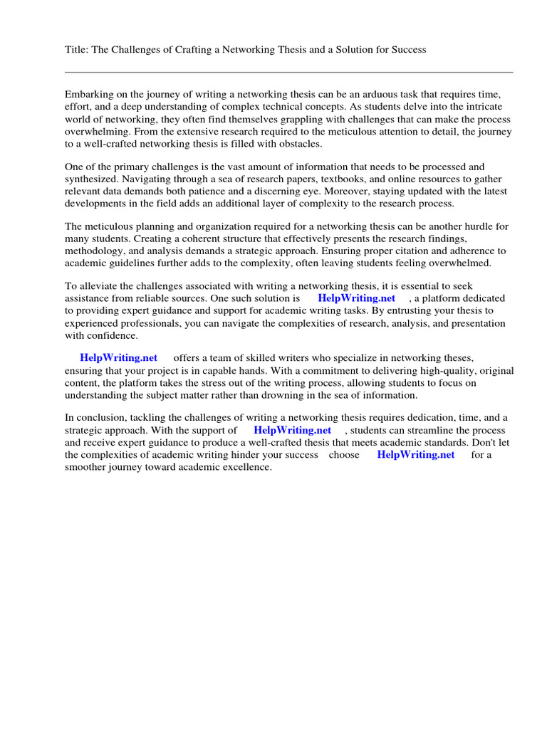 Networking Thesis Download Pdf