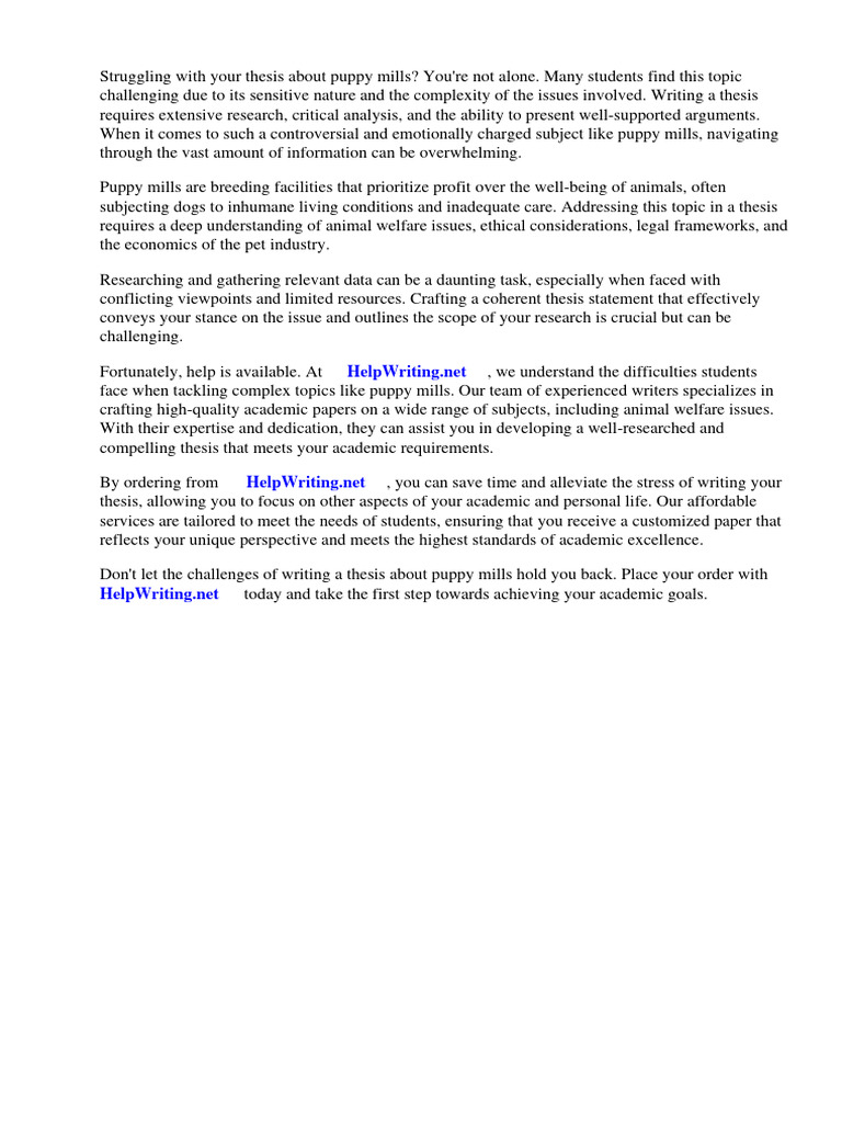 Thesis about puppy mills pdf