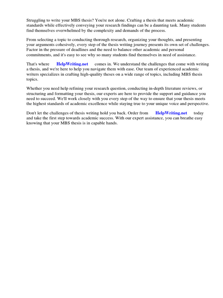 Mbs thesis topics pdf career growth business