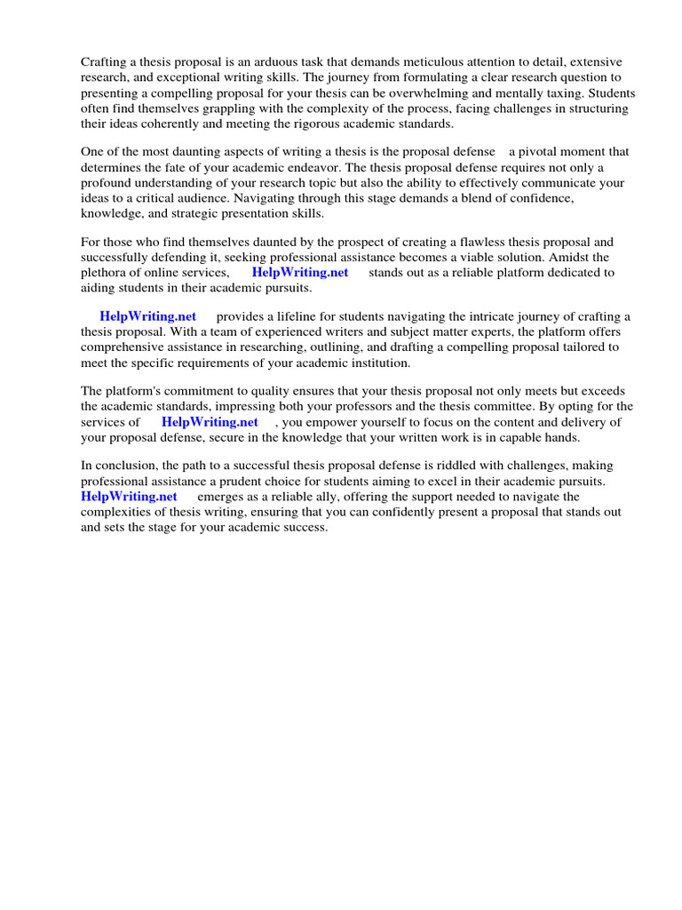 Thesis Proposal Writing and Defense Guide | PDF | Thesis | Methodology
