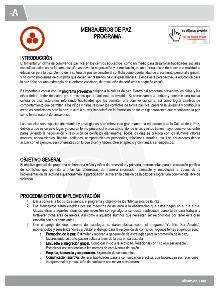 Mensajeros de Paz en la Educación | PDF | Crecimiento personal y ...