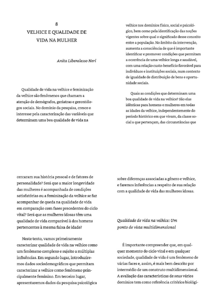 Cap 8 - Envelhecimento e Qualidade de Vida Da Mulher | PDF