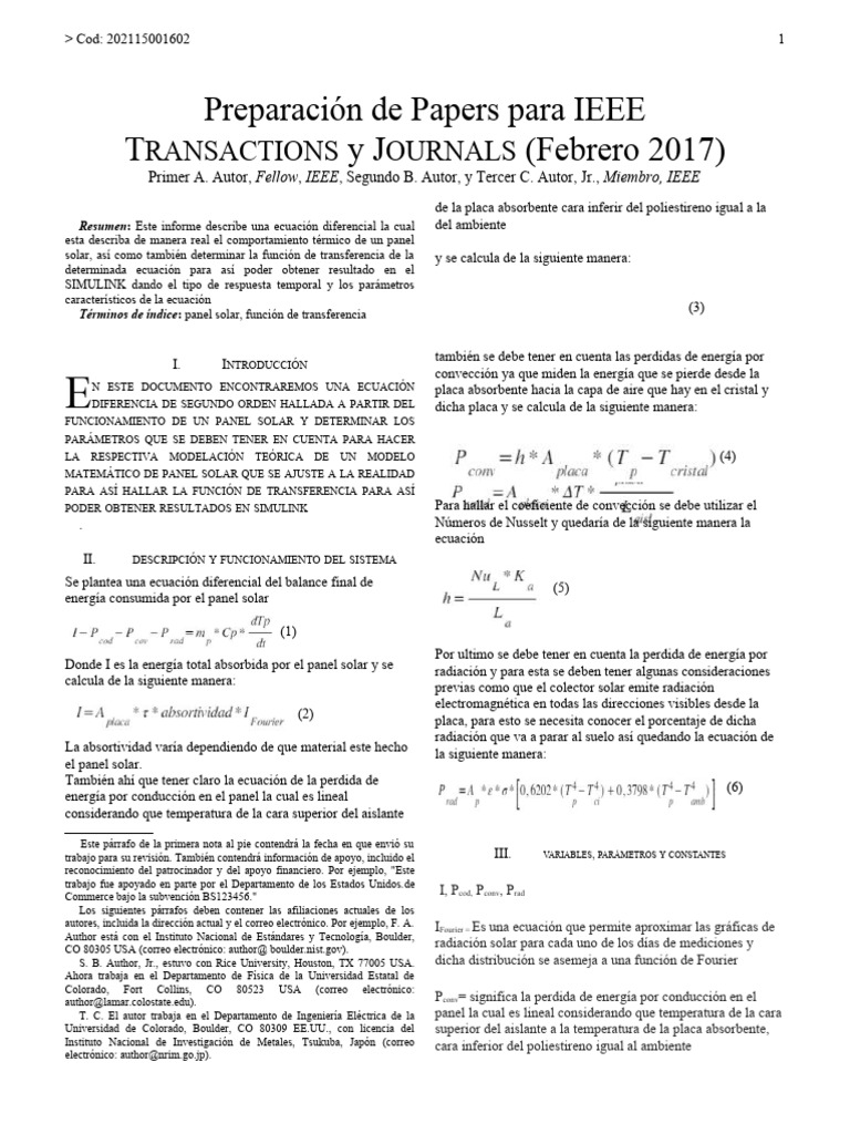 Preparación de Papers para Ieee Transactions y Journals | PDF