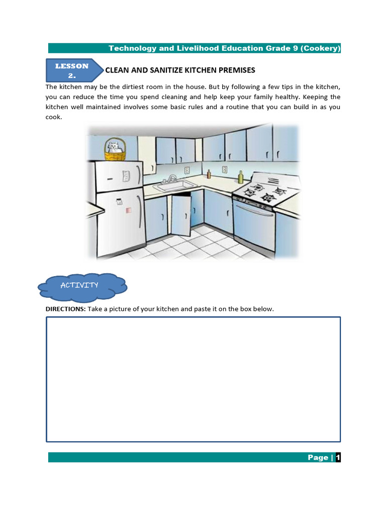 1B. LESSON 2. Clean and Sanitize Kitchen Premises (4) PDF