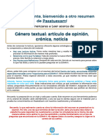 Género Textual - Artículo de Opinión, Crónica, Noticia EXANI-II Redacción Indirecta