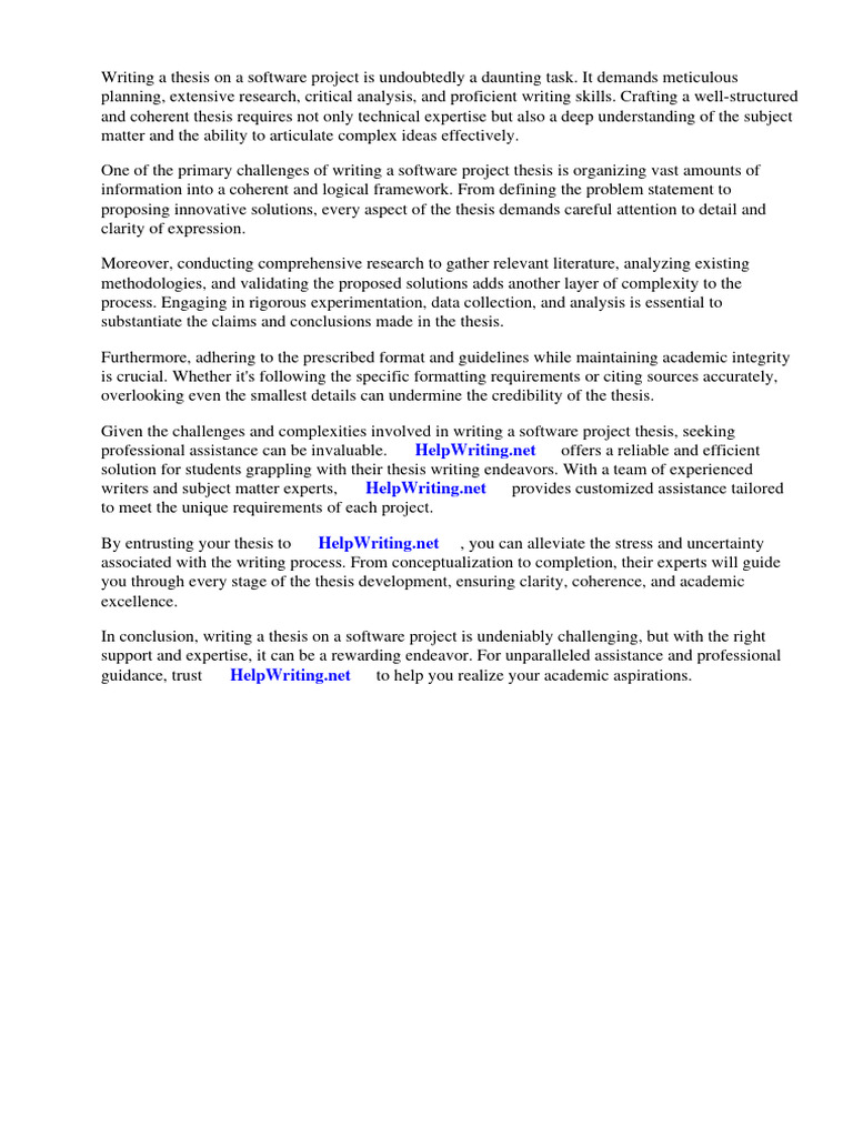 Software Project Thesis Format Pdf