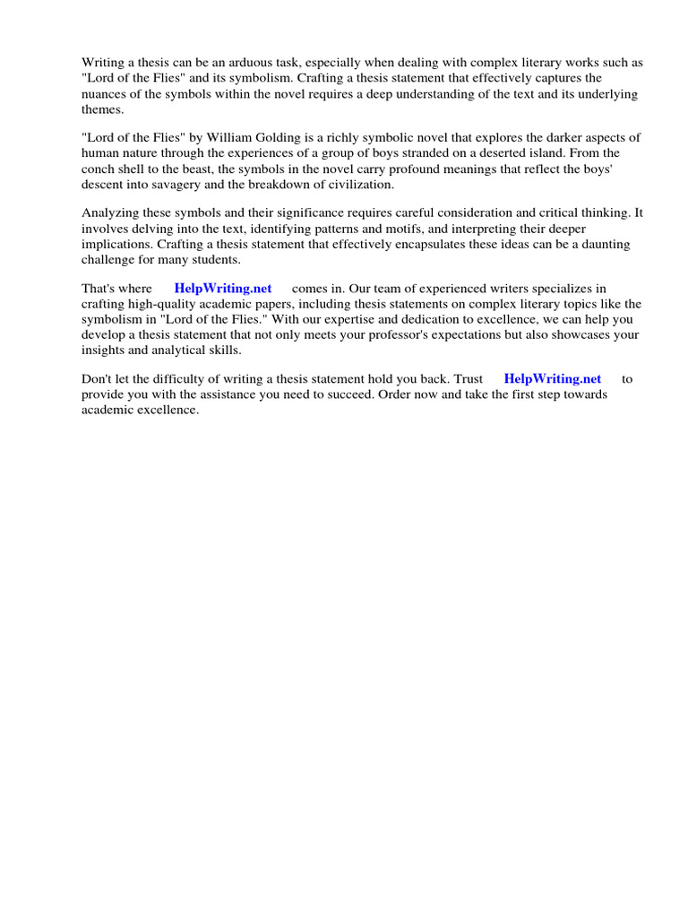 Thesis Statement Lord of the Flies Symbols PDF