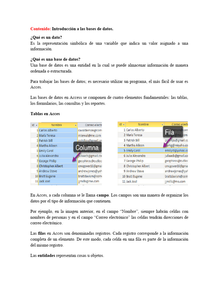 Introducción a Bases de Datos en Access | PDF | Bases de datos | Cuartel