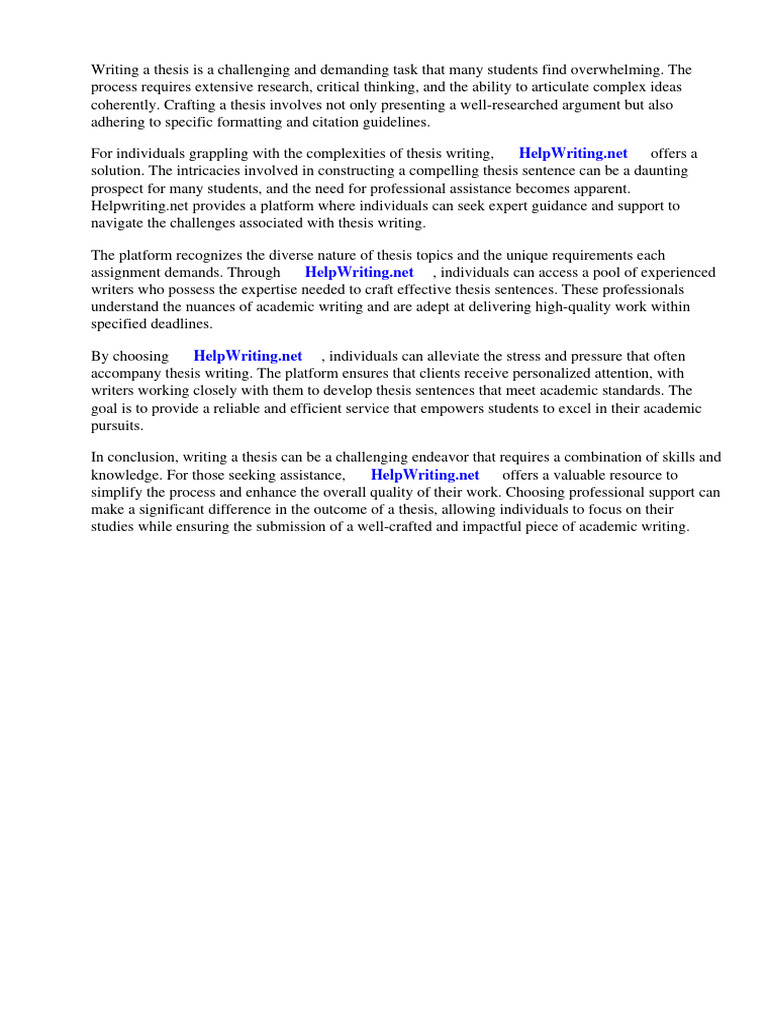 Simple Thesis Sentence Examples | PDF