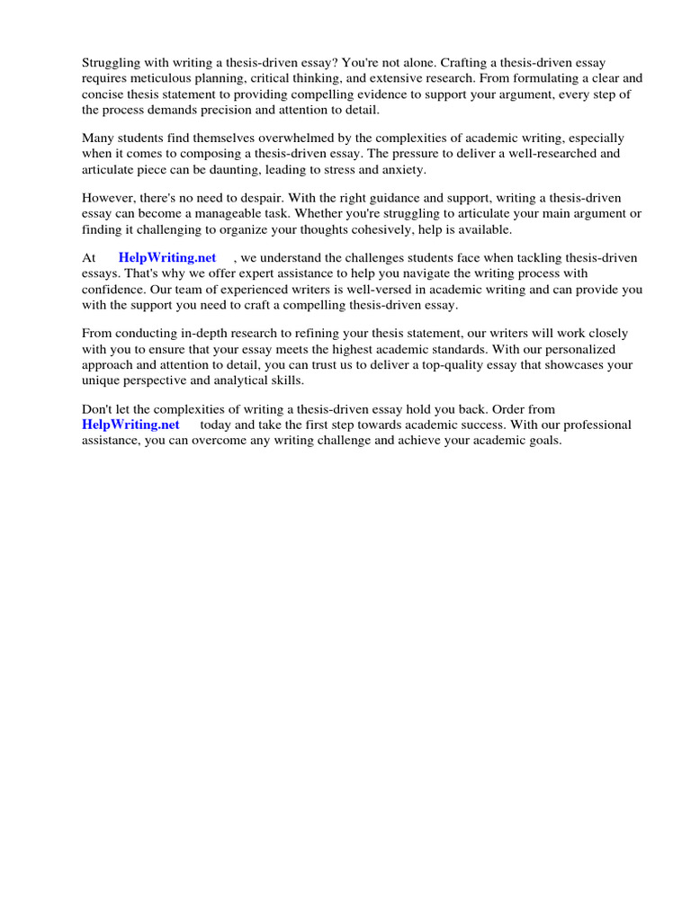 Examples of a thesis driven essay pdf