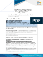 Guia de Actividades y Rúbrica de Evaluación - Paso 5 - Presenta El Anteproyecto