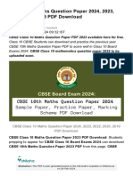 CBSE 10th Maths Question Paper 2024, 2023, 2022, 2020, 2019 PDF Download
