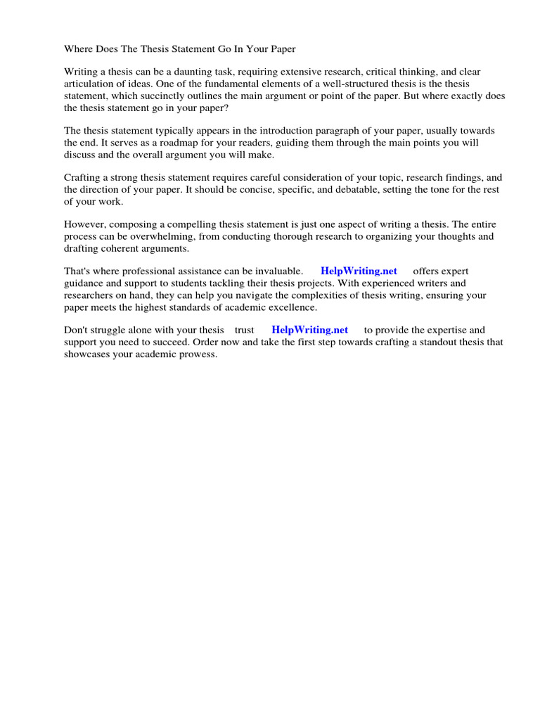 Where does the thesis statement go in your paper pdf thesis essays